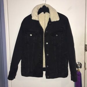 Topshop Borg Denim Jacket